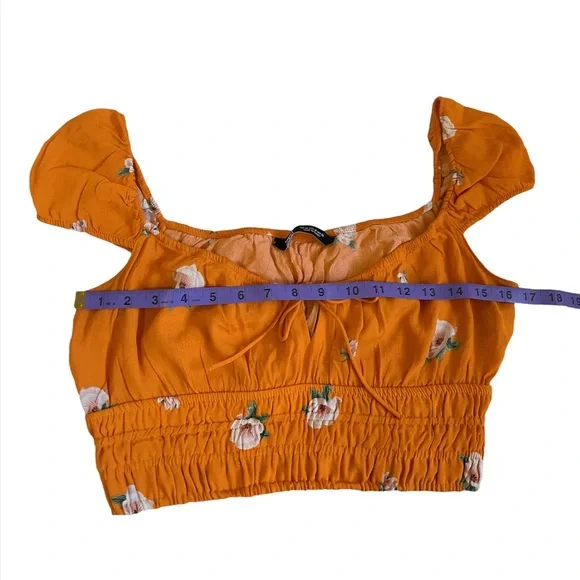 Zara orange floral milkmaid crop top - Picture 13 of 13